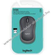 Logitech M185 vezet�k n�lk�li optikai eg�r 1000dpi 3 gomb USB nano vev� sz�rke-fekete