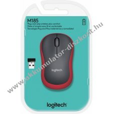 Logitech M185 vezet�k n�lk�li optikai eg�r 1000dpi 3 gomb piros