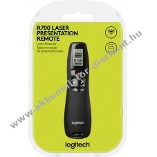 Logitech Presenter R700 vezet�k n�lk�li l�zeres t�vvez�rl� 6 gomb 2x AAA elemmel fekete
