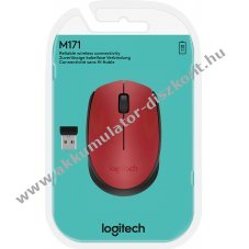 Logitech M171 vezet�k n�lk�li optikai eg�r piros 1000dpi 3 gombos Retail