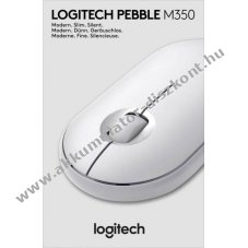 Logitech Pebble M350 vezet�k n�lk�li eg�r Bluetooth USB nano vev� 1000dpi 3 gomb feh�r