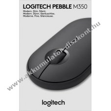Logitech Pebble M350 vezet�k n�lk�li eg�r Bluetooth USB grafit 1000dpi 3 gombos 1x AA Mignon ceruza