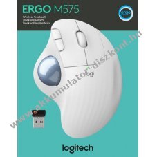 Logitech M575 vezet�k n�lk�li trackball eg�r USB Unifying Bluetooth optikai 400-2000dpi 5 gomb feh�r