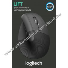 Logitech Lift vertik�lis vezet�k n�lk�li optikai eg�r Bolt Bluetooth grafit 4000dpi 6 gomb jobbkezes