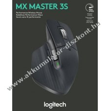 Logitech MX Master 3S vezet�k n�lk�li eg�r Bolt Bluetooth grafit 200-8000dpi 7 gomb 500mAh Akkumul�tor