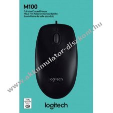 Logitech M100 USB optikai eg�r 1000dpi 3 gomb antracit