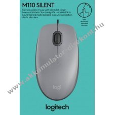 Logitech M110 Silent USB optikai eg�r 1000dpi 3 gomb sz�rke