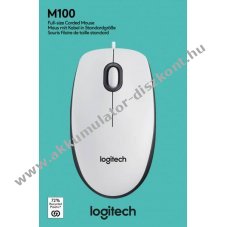 Logitech M100 optikai USB eg�r 1000dpi 3 gomb feh�r