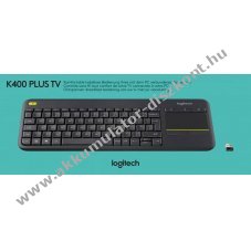 Logitech K400 vezet�k n�lk�li TV billenty�zet Unifying n�met kioszt�s Touchpad fekete