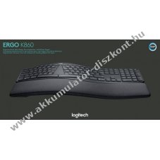 Logitech K860 vezet�k n�lk�li ergon�mikus billenty�zet Unifying Bluetooth DE fekete