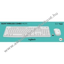 Logitech MK295 vezet�k n�lk�li billenty�zet �s eg�r szett DE csendes feh�r optikai 1000dpi