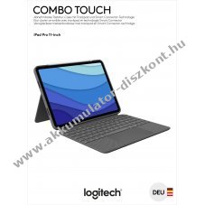 Logitech Combo Touch billenty�zet Smart Connector trackpaddal sz�rke DE iPad Pro 11 Gen.1/2/3/4