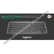Logitech MX Keys Mini vezet�k n�lk�li Bluetooth billenty�zet grafit h�tt�rvil�g�t�s DE