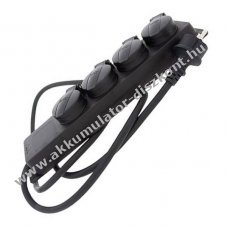 4-es k�lt�ri eloszt� fekete sz�n�, fed�llel IP44 keresztmetszet 1,5 mm? 4x Schuko-dugasz