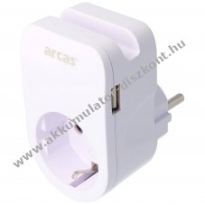 1-es Schuko csatlakoz� 2x USB t�lt�aljzattal �s praktikus mobiltelefon-tart�