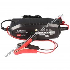 ABSINA A3800 asztali 8-l�pcs�s t�lt� 6V-12,8V 3,8A krokodilcsipeszes LiFePO4 �s �lom Akkumul�tor