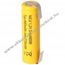 Helyettes�t� Akkumul�tor AA Mignon ceruza 1,2V 800mAh lapos tetej� U-alak� forrf�l NiCd