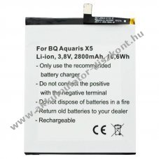 Helyettes�t� Akkumul�tor mobiltelefon BQ Aquaris X5 Aquaris 2900 3,8V 2800mAh Li-Ion