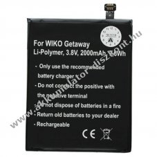 Helyettes�t� Akkumul�tor mobiltelefon Wiko Getaway TLE14J14 3,8V 2000mAh Li-Ion