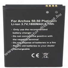Helyettes�t� Akkumul�tor Archos 50 AC50PL 3,7V 1800mAh Li-Ion