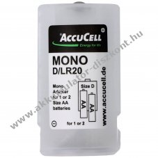 Univerz�lis Mono D adapter 1 vagy 2 db AA Akkumul�tor vagy elem, 59,2 x 32 mm
