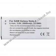 Helyettes�t� Akkumul�tor Samsung Galaxy Note 4 3,8V 2800mAh Li-Ion