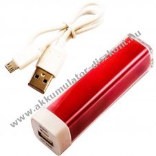 Helyettes�t� Akkumul�tor powerbank 5V 2200mAh piros Micro-USB k�bellel Li-Ion