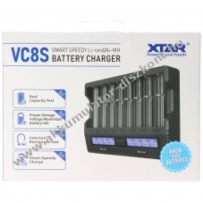 XTAR VC8S 8 csatorn�s gyorst�lt� Li-Ion 3,6V 3,7V �s NiMH 1,2V USB-C 8A