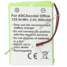 Helyettes�t� Akkumul�tor ASCOM ASCOTEL OFFICE 135 DECT telefon 800mAh