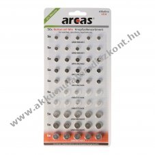 Arcas gombelem k�szlet 1,5V 50db/csomag AG1 LR60, AG3 LR41, AG4 LR66, AG10 LR54, AG13 LR44