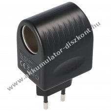 AC/DC fesz�lts�g�talak�t� 230V 12V 1A 12W Euro dug� szivargy�jt�-aljzat LED