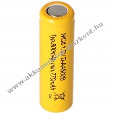 Helyettes�t� Akkumul�tor AA Mignon ceruza lapos tetej� 1,2V 600-800mAh 1db/csomag NiCd