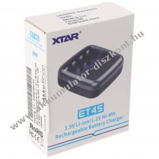 Xtar ET4S Akkumul�tor t�lt� AA AAA 1,5V/1,2V Micro-USB 4 csatorna Li-Ion NiMH
