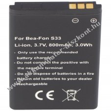Helyettes�t� Akkumul�tor Bea-Fon S33 C140 C240 mobiltelefon 3,7V 800mAh Li-Ion