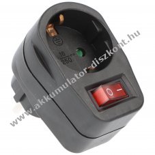 K�zbeiktatott kapcsol� 1x f�ldelt dugalj fekete