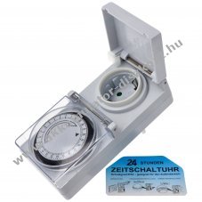 Mechanikus k�lt�ri id�kapcsol� 24h 96 kapcsol�s/nap 15min IP44 3500W 230V feh�r