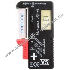 LCD Akkumul�tor- �s elemtesztel� AAA (mikro), AA Mignon ceruza, C (b�bi), D (g�li�t) �s 9V