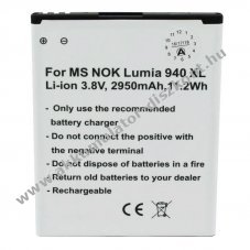 Helyettes�t� Akkumul�tor mobiltelefon Microsoft Lumia 940 XL BV-T4D 3,8V 2950mAh Li-Ion