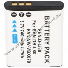 Helyettes�t� Akkumul�tor Sanyo DB-L80 DMX-CG10 VPC-CG10 VPC-X1200 videokamera