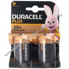 Duracell Plus D (b�bi m�ret) alk�li elem 2db/csomag
