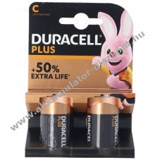 Duracell Plus C (b�bi m�ret) LR14 2db/csomag hagyom�nyos elem