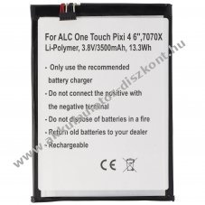Helyettes�t� Akkumul�tor mobiltelefon Alcatel One Touch Pixi 4 6 7070X TLp035AJ 3,8V 3500mAh Li-Polymer