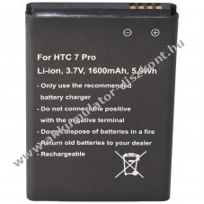 Helyettes�t� Akkumul�tor HTC 7 Pro mobiltelefon T7576 BA S550 35H00123-29M 3,7V 1600mAh 5,9Wh Li-Ion