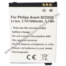 Helyettes�t� Akkumul�tor Philips Avent SCD530 3,7V 1000mAh Li-Ion