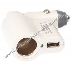 USB aut�s adapter BH-13007 12V 5V 500mA feh�r