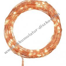 Lotti LED mikro f�nyf�z�r r�zsz�n� 100 LED melegfeh�r 10m t�vir�ny�t�s CR2025 45354