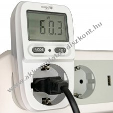 Heitech Digit�lis energiak�lts�g-m�r� konnektoros LCD kijelz�s fogyaszt�sm�r�