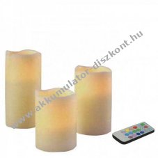 LED gyertyaszett sz�nv�lt�s t�vir�ny�t�s 3db/csomag 10cm/12,5cm/15cm CR2025+9xAA elemekkel