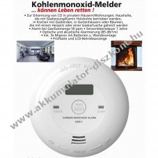 Heitech CO30 sz�n-monoxidjelz� elemekkel Mignon ceruza AA LR6 85dB/1m szenzor 7�v LCD