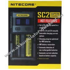 Nitecore SC2 k�tcsatorn�s gyorst�lt� max.3A, Akkumul�tor max.71-72mm